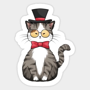 Noble Cat Wearing Glasses Sticker